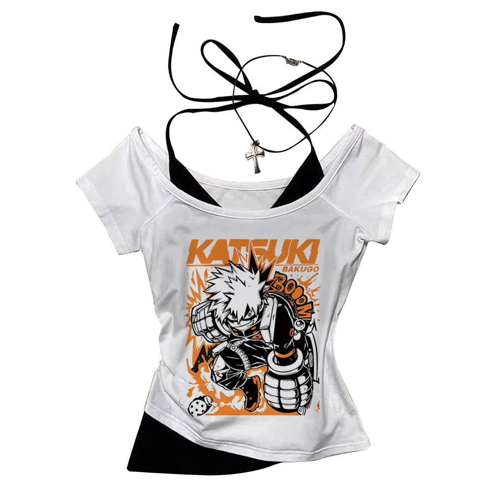 My Hero Academia crop top gothic  summer shoujo girl style harajuku gyaru coquette 2000s teens tshirt