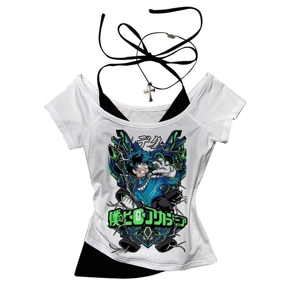My Hero Academia crop top gothic  summer shoujo girl style harajuku gyaru coquette 2000s teens tshirt