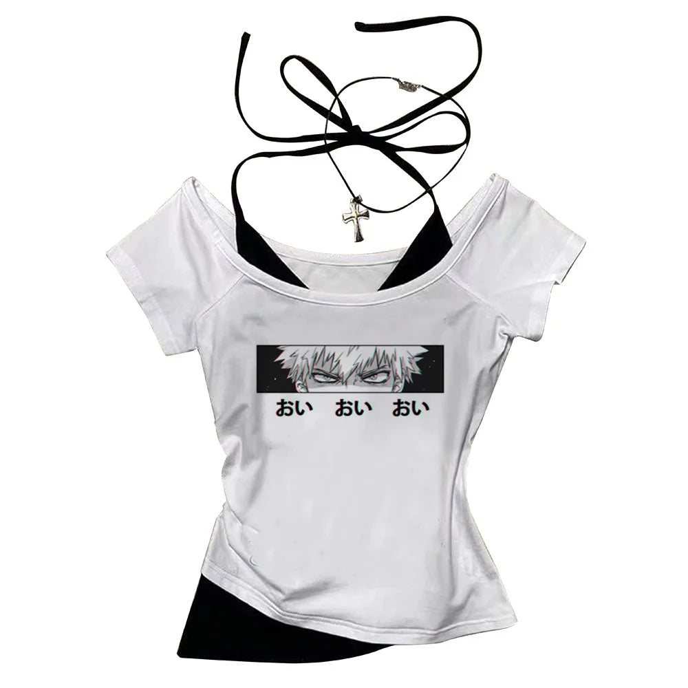 My Hero Academia crop top gothic  summer shoujo girl style harajuku gyaru coquette 2000s teens tshirt
