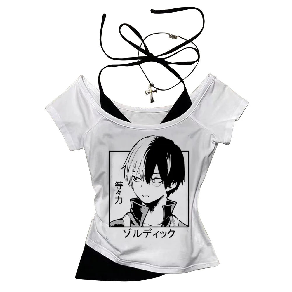 My Hero Academia crop top gothic  summer shoujo girl style harajuku gyaru coquette 2000s teens tshirt