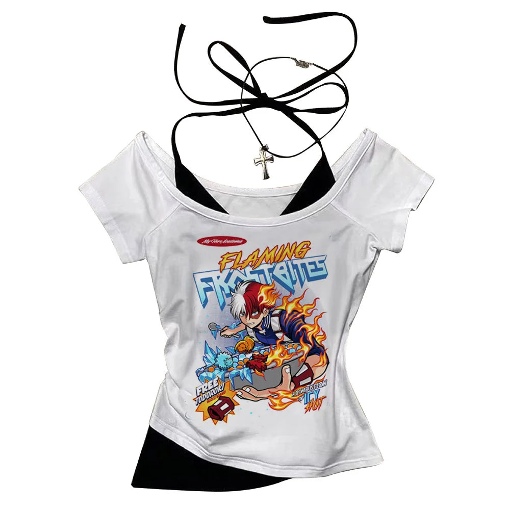 My Hero Academia crop top gothic  summer shoujo girl style harajuku gyaru coquette 2000s teens tshirt