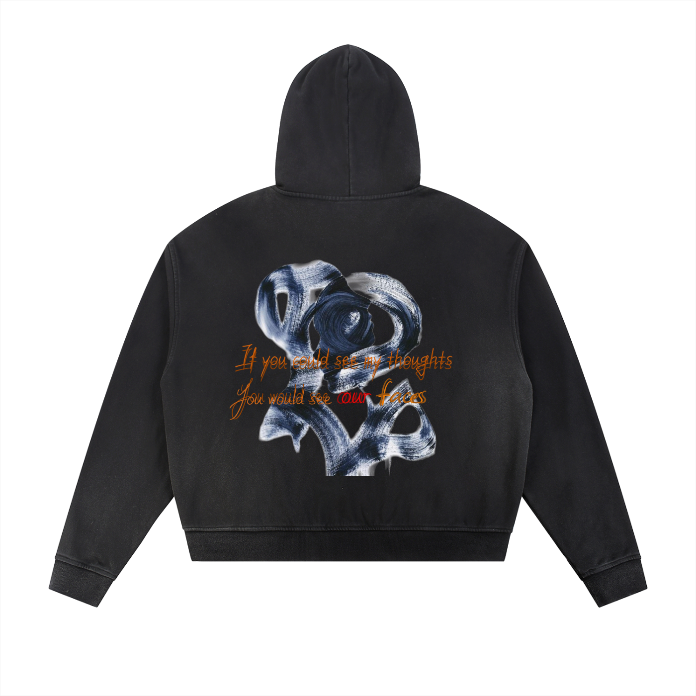 Sun Fade Frayed Raw Edge Fleece Zip Hoodie