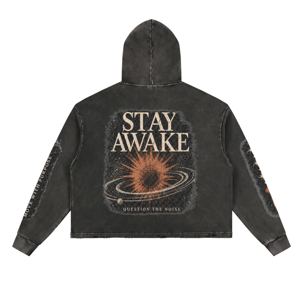 Stay awake Frayed-Hem Hoodie