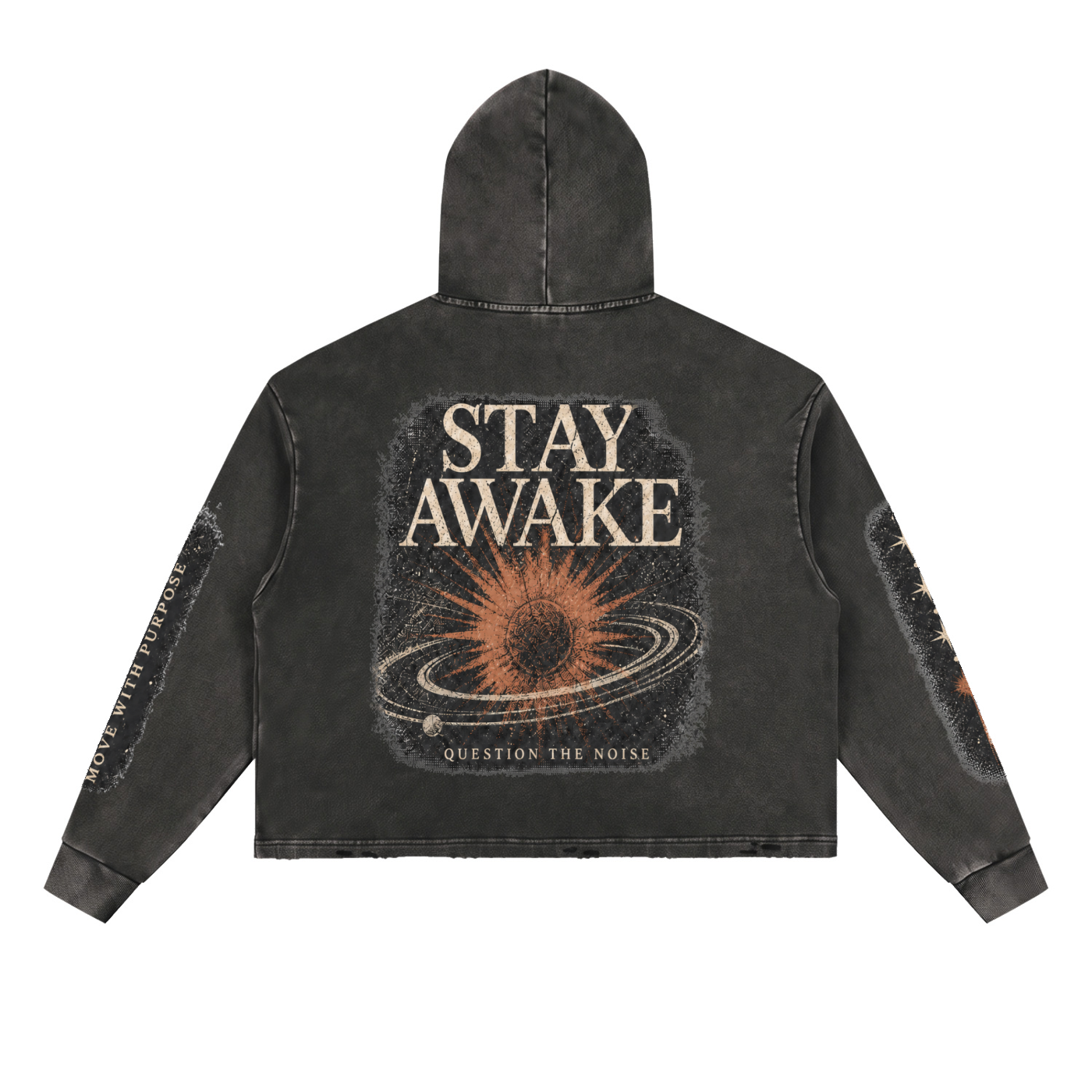 Stay awake Frayed-Hem Hoodie