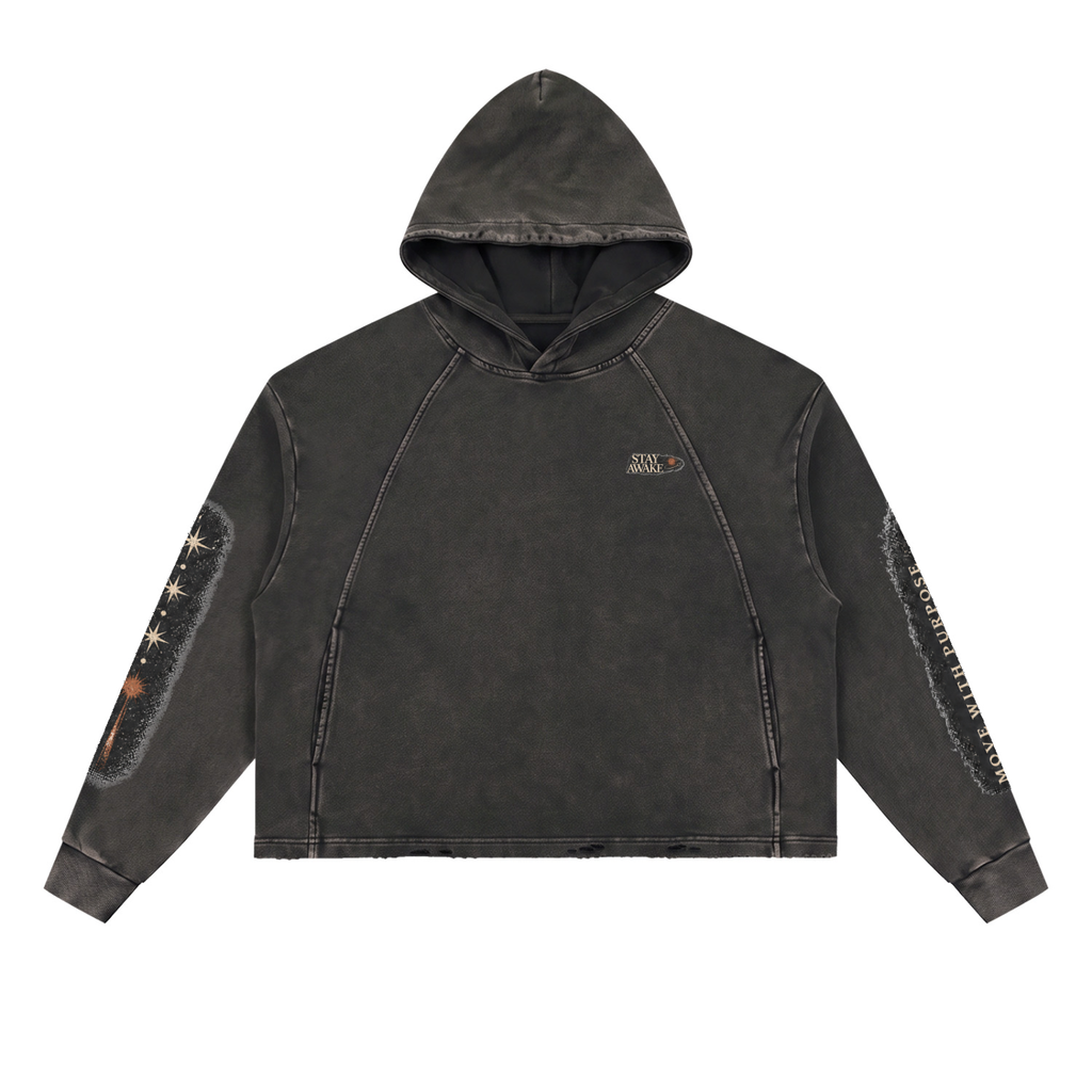 Stay awake Frayed-Hem Hoodie