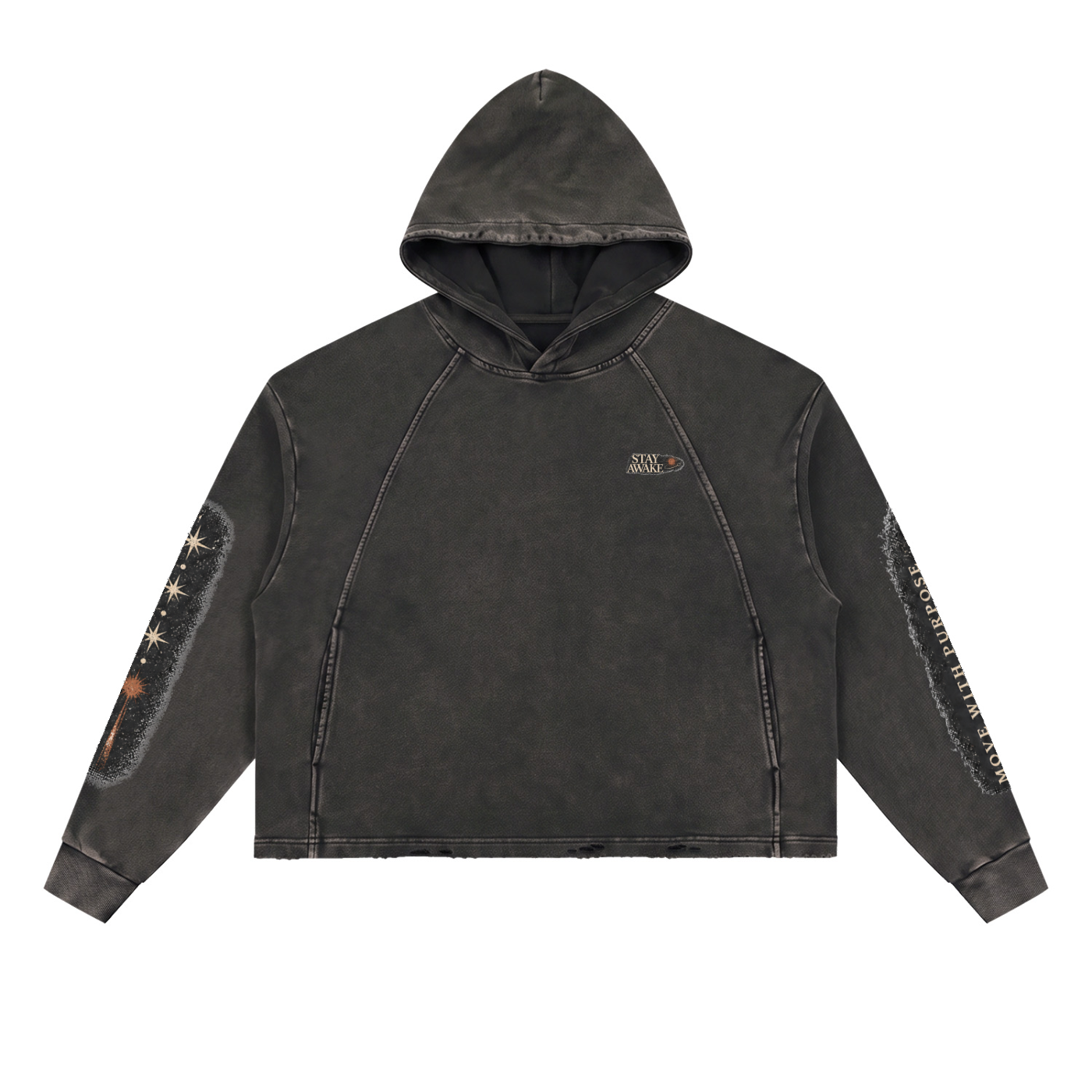 Stay awake Frayed-Hem Hoodie