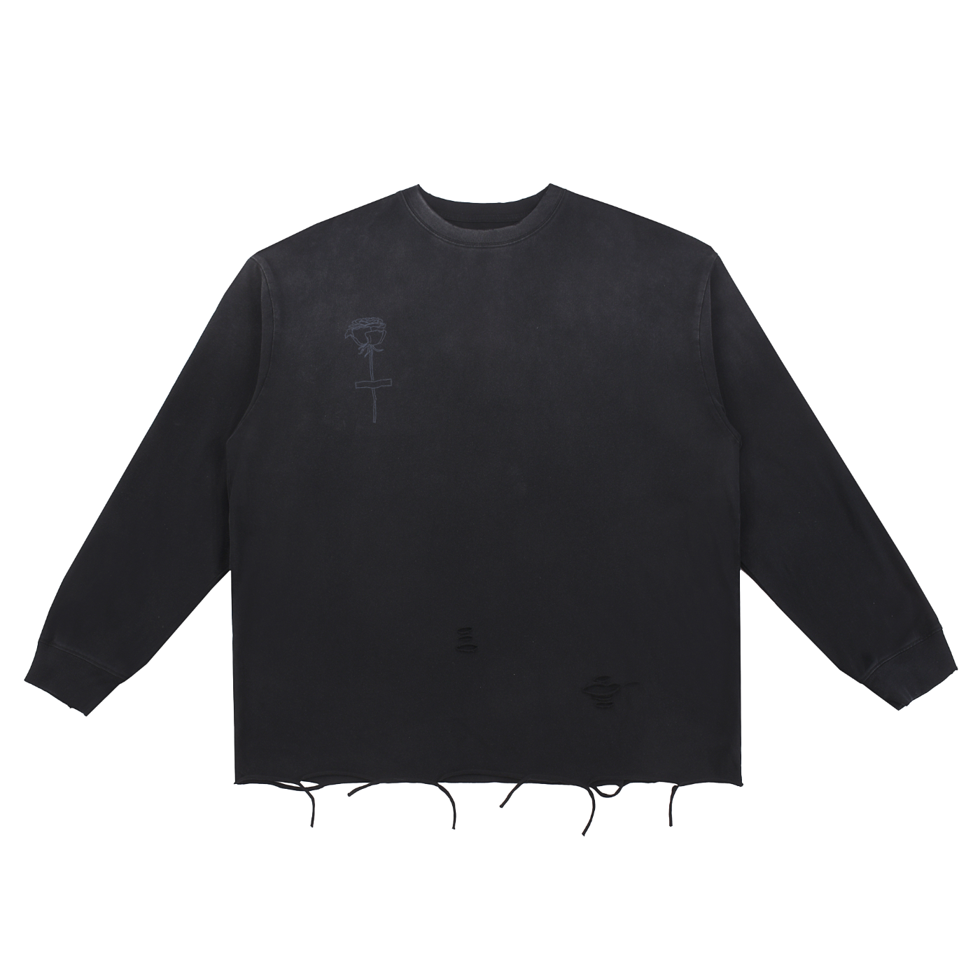 Snow Wash Raw Edge Cotton T-Shirt
